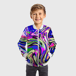 Бомбер детский Абстракция пластика синий, цвет: 3D-белый — фото 2