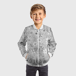 Бомбер детский Цветочный светло-серый паттерн, цвет: 3D-белый — фото 2