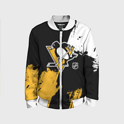 Бомбер детский Питтсбург Пингвинз - брызги, цвет: 3D-белый