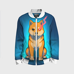 Бомбер детский Сиба-ину с неоновым взглядом, цвет: 3D-белый