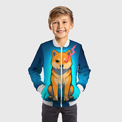 Бомбер детский Сиба-ину с неоновым взглядом, цвет: 3D-белый — фото 2