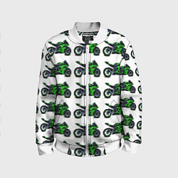 Бомбер детский Motorbike green, цвет: 3D-белый