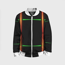 Детский бомбер Color black green orange lines