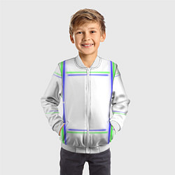 Бомбер детский Neon white green light blue, цвет: 3D-белый — фото 2