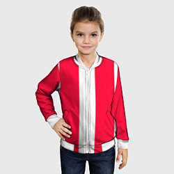 Бомбер детский Color red white line, цвет: 3D-белый — фото 2