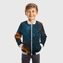 Бомбер детский Разлом плит с огнем, цвет: 3D-белый — фото 2