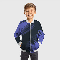 Бомбер детский Абстрактная текстура в синем, цвет: 3D-белый — фото 2