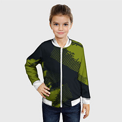 Бомбер детский Абстрактная текстура в зеленом, цвет: 3D-белый — фото 2