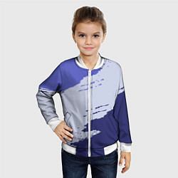Бомбер детский Сине-голубые неравномерные полосы, цвет: 3D-белый — фото 2