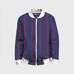 Бомбер детский Color blue cage pink stripes, цвет: 3D-белый