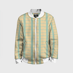 Бомбер детский Color beige cage light blue stripes, цвет: 3D-белый