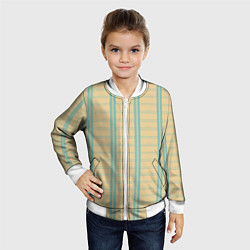 Бомбер детский Color beige cage light blue stripes, цвет: 3D-белый — фото 2