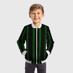 Бомбер детский Color black cage green stripes, цвет: 3D-белый — фото 2