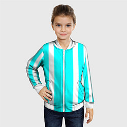 Бомбер детский Color blue white stripes, цвет: 3D-белый — фото 2