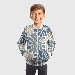 Бомбер детский Цветы blue and beige pattern, цвет: 3D-белый — фото 2