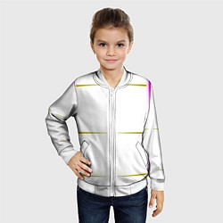 Бомбер детский Color white pink yellow stripes, цвет: 3D-белый — фото 2