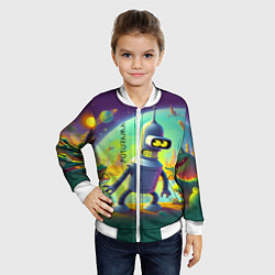 Бомбер детский Робот-сгибальщик Бендер на планете крокодилов - не, цвет: 3D-белый — фото 2