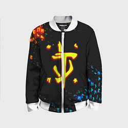 Бомбер детский Doom огненные символы, цвет: 3D-белый