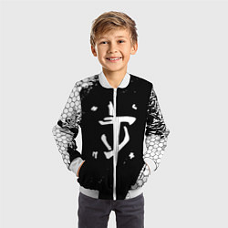 Бомбер детский Doom соты краски, цвет: 3D-белый — фото 2