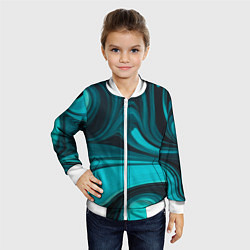 Бомбер детский Мраморный малахитовый узор из изумрудных разводов, цвет: 3D-белый — фото 2