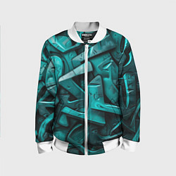 Бомбер детский Зеленая абстракция в стиле художника, цвет: 3D-белый