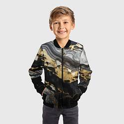 Бомбер детский Черный серый золотой мрамор, цвет: 3D-черный — фото 2