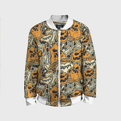 Бомбер детский Хэллоуин тыквы, цвет: 3D-белый