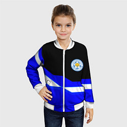 Бомбер детский Лестер Сити спорт геометрия, цвет: 3D-белый — фото 2