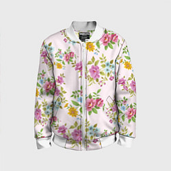 Бомбер детский Розовый букеты, цвет: 3D-белый