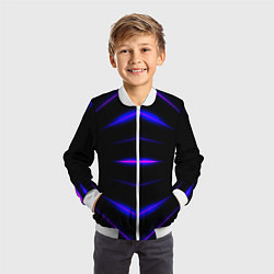 Бомбер детский Color black neon stripes, цвет: 3D-белый — фото 2