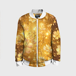 Детский бомбер Цветочный золотой с искрами