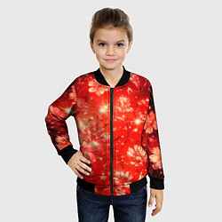 Бомбер детский Цветочный красный с искрами, цвет: 3D-черный — фото 2
