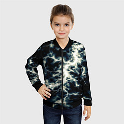 Бомбер детский Чёрно-синий разряд абстракция, цвет: 3D-черный — фото 2