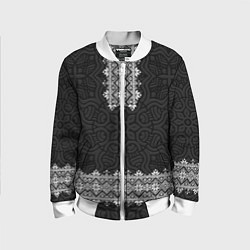Бомбер детский Славянский орнамент с узорной вышиванкой, цвет: 3D-белый