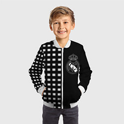 Бомбер детский Real Madrid клетка, цвет: 3D-белый — фото 2