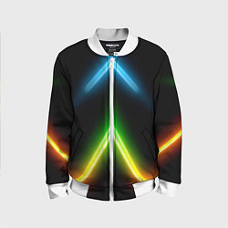 Бомбер детский Neon multicolored lines, цвет: 3D-белый
