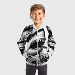 Бомбер детский Белая акула - стая, цвет: 3D-белый — фото 2