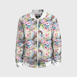 Детский бомбер Воробей в ярких цветах паттерн