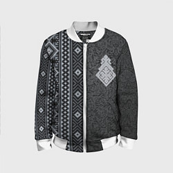 Бомбер детский Славянский орнамент с оберегом макошь, цвет: 3D-белый