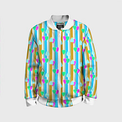 Детский бомбер Полосатый с сердечками ретро в горошек