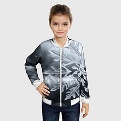 Бомбер детский Снежинка на черно белое, цвет: 3D-белый — фото 2