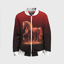 Бомбер детский Узор с конем огнем, цвет: 3D-белый