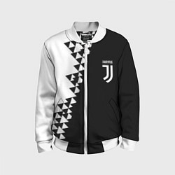 Детский бомбер Juventus черно белая геометрия текстура