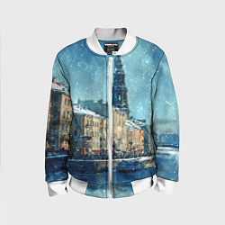 Бомбер детский Снегопад в Санкт-Петербурге, цвет: 3D-белый