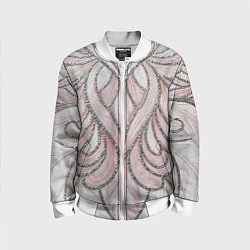 Детский бомбер Нежно розовый орнамент из перьев