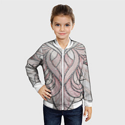 Бомбер детский Нежно розовый орнамент из перьев, цвет: 3D-белый — фото 2