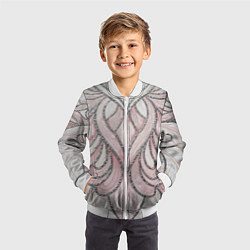 Бомбер детский Нежно розовый орнамент из перьев, цвет: 3D-белый — фото 2