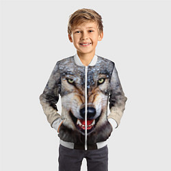 Бомбер детский Взгляд волка, цвет: 3D-белый — фото 2