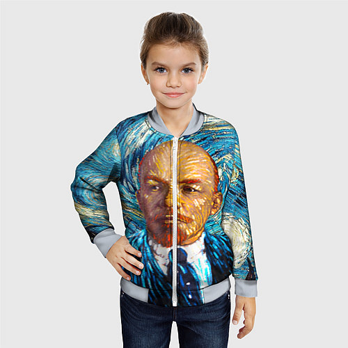 Детский бомбер Ленин Ван Гога / 3D-Серый – фото 4