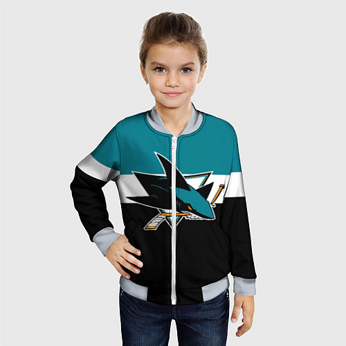 Детский бомбер San Jose Sharks / 3D-Серый – фото 4